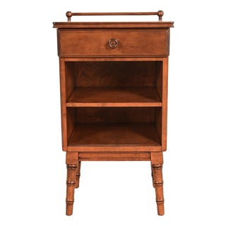 Stickley Brothers Antique Regency Solid Birch Faux Bamboo Nightstand, Newly Refinished For Sale