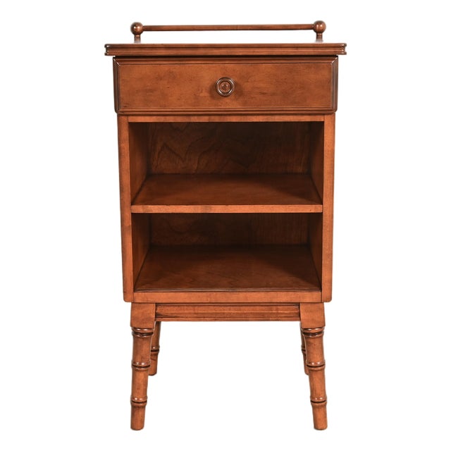 Stickley Brothers Antique Regency Solid Birch Faux Bamboo Nightstand, Newly Refinished For Sale