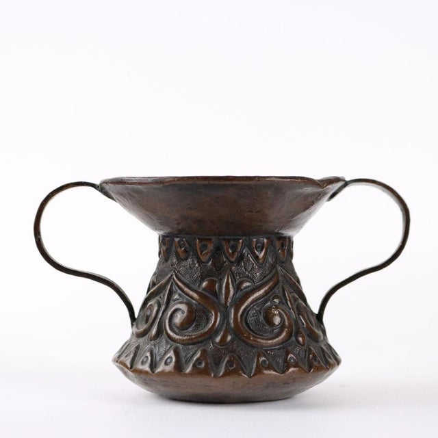 Embossed Copper Vase For Sale - Image 3 of 10