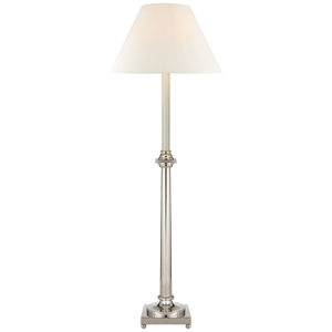 Chapman & Myers by Visual Comfort Signature Swedish Column Buffet Lamp in Polished Nickel with Linen Shade