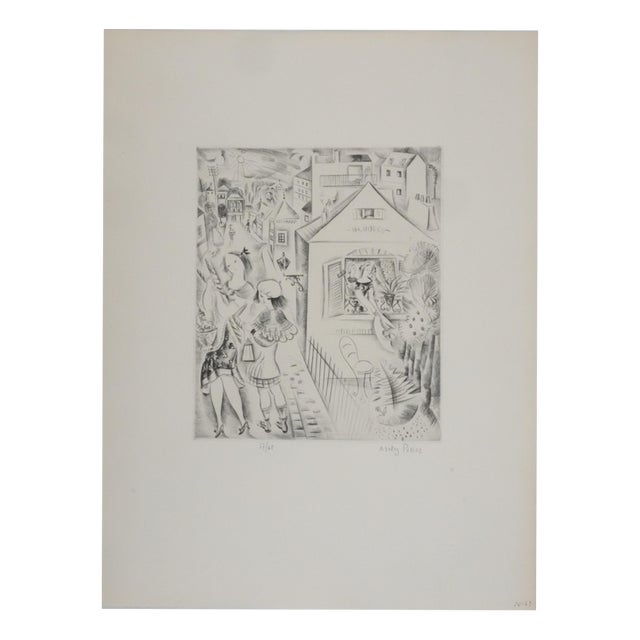 Mily Possoz, Young Girls with Provisions, Original Signed Engraving For Sale