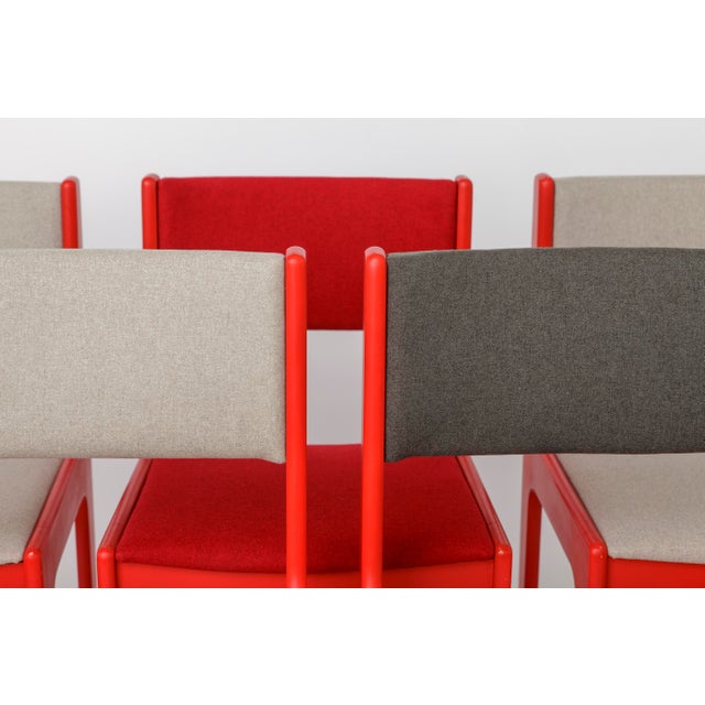Red Mid-Century Modern Red Lacquered Beech Dining Chairs from Casala, Germany, 1950s, Set of 5 For Sale - Image 8 of 11