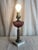 Early 19th Century Antique Mulberry Glass and Marble Electricfied Oil Lamp For Sale - Image 5 of 8