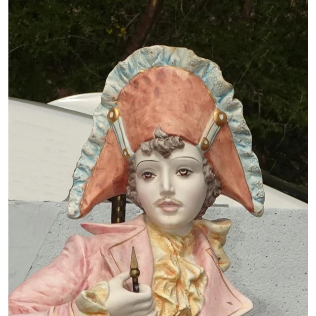 1950s Vintage Porcelain Capodimonte Style Figural Pair Table Lamps ~ Made in Italy For Sale - Image 10 of 12