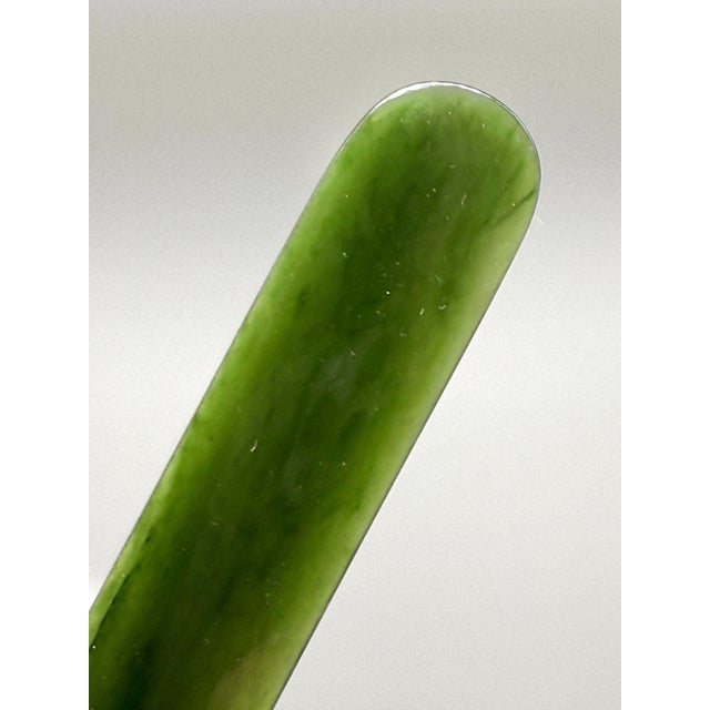 Green Chinese Spinach Jade and Gold Page Turner with a small Agate Page Turner For Sale - Image 8 of 12