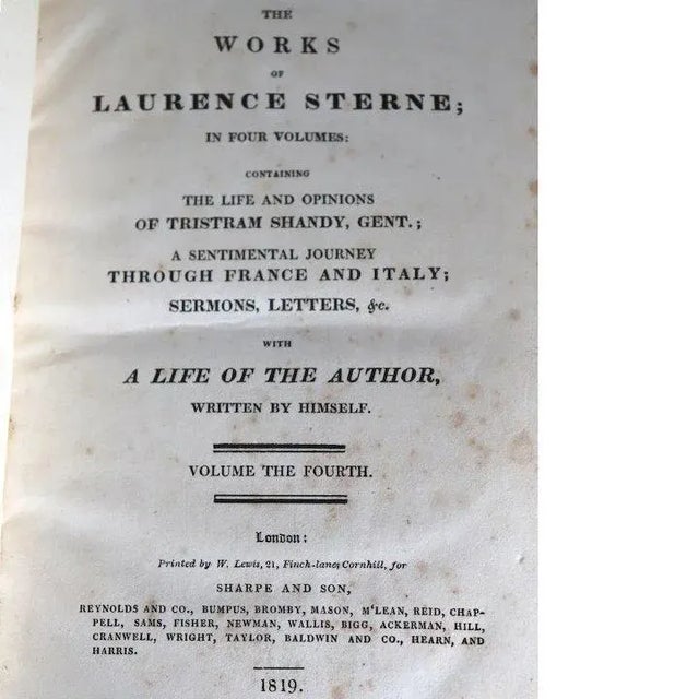 Volumes I, II, III, IV. Includes: (1) The Life and Opinions of Tristram Shandy, Gentleman (1) A Sentimental Journey...