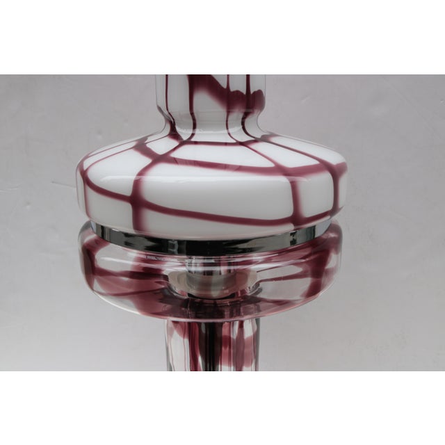 Angelo Brotto art glass table lamp for Esperia. Murano glass with chrome details.