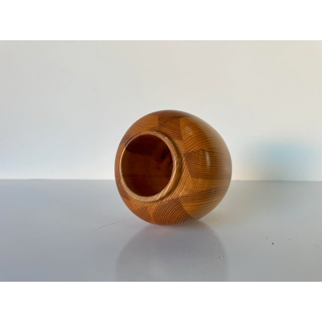 Vintage Hand Turned Pine Wood Vase/ Sold For Sale - Image 9 of 10
