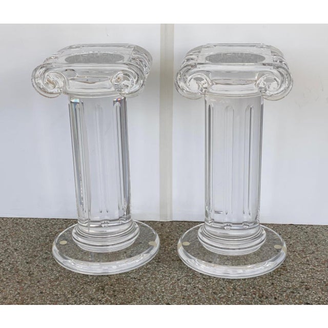 Late 20th Century Pair of Classical Style Lucite Pedestals by FabianArt For Sale - Image 9 of 10