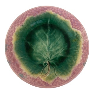 Etruscan Majolica Mable Leaf Wall Plate by Griffin Smith & Hill, 1880's For Sale