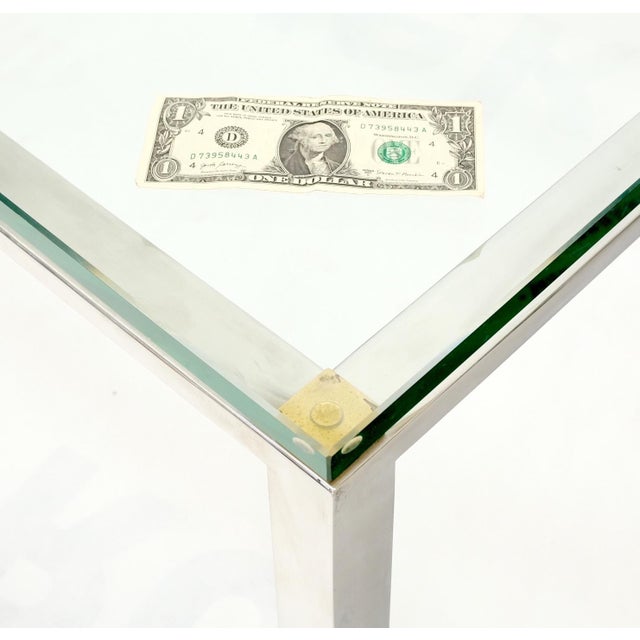 Polished Stainless Steel & Brass Glass Top Rectangle Coffee Table Mid Century For Sale - Image 11 of 12