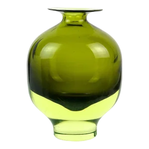 Murano Cenedese Antonio Da Ros Sommerso Glowing Uranium Green Vintage Italian Art Glass Flower Vase