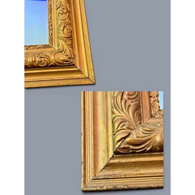 Antique Gilded Gold Mirror-Ornate Victorian Frame-Wall-Vintage-Carved-French For Sale - Image 10 of 11