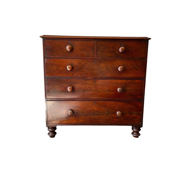 Early Victorian Figured Mahogany Chest of Drawers, 1840s For Sale - Image 5 of 12