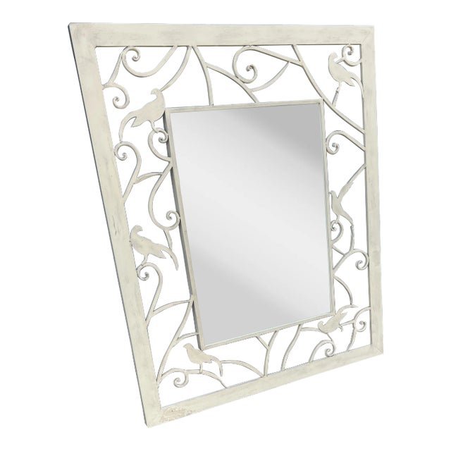 Contemporary Large Ballard Design White Metal Mirror For Sale