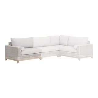 Tropez Teak & Rope Outdoor Modular Left Facing 1-Arm Sofa For Sale