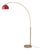 Half Dome 92" Arc Lamp, Mid-Century Modern, Weathered Brass, Crimson Red Steel Shade, Dimmable For Sale