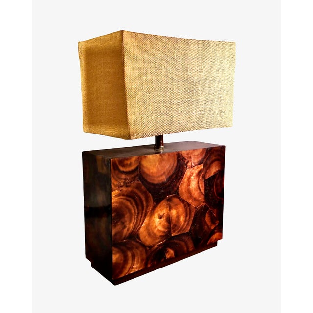 1970s Pair Pierre Giraudon Attributed Fractile Resin Lamps For Sale - Image 5 of 5