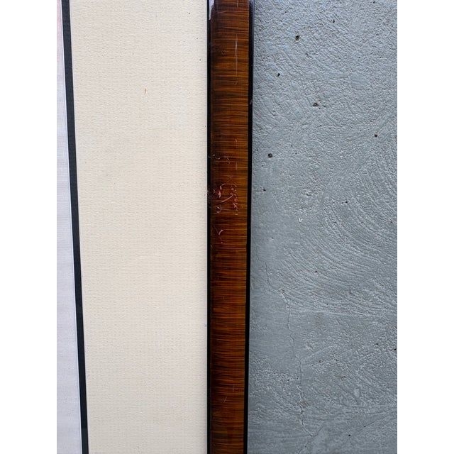 Mid-Century Japanese Silk-on-Silk Bijin Figure With Parasol, Framed For Sale - Image 9 of 9