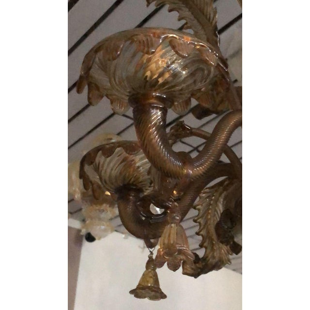 Handmade murano, amber colour, 5-light signed by maker, up to 250v (europe/uk standard).