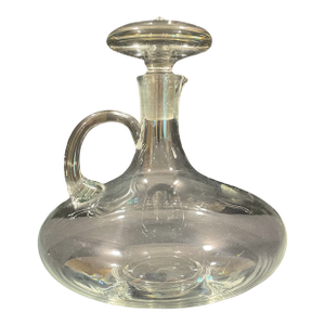 Mid-Century Blown Glass Captain’s Decanter With Stopper and Handle