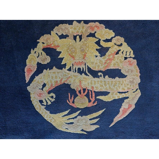 1930s Blue Navy Dragon Traditional Antique Chinese Peking Rug 8' X 10'10" Hand Knotted Wool Carpet For Sale In New York - Image 6 of 6