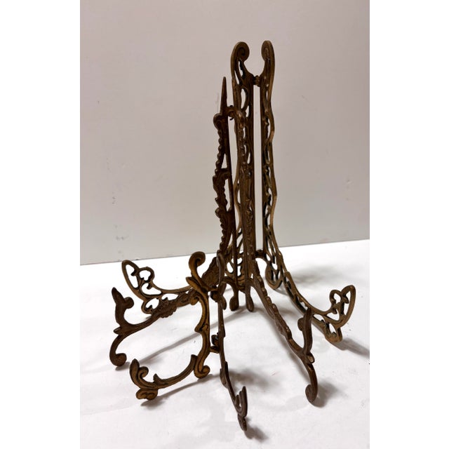 Art Deco Vintage Mid Century Hollywood Regency Brass Easels, Set of 3 For Sale - Image 3 of 12