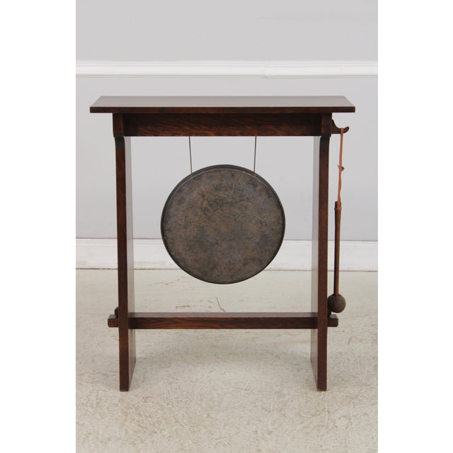 Age: Approx: 20 Years Old Details: Hanging Brass Gong & Hammer High Quality Construction Arts & Crafts Style Mortise &...
