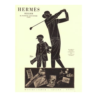 1928 French Art Deco Hermes Advertisement Print-Rare-Golf For Sale