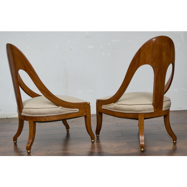 Pair of English Style Spoon Chairs circa 1920 with Upholstered Seat Cushions For Sale - Image 11 of 12