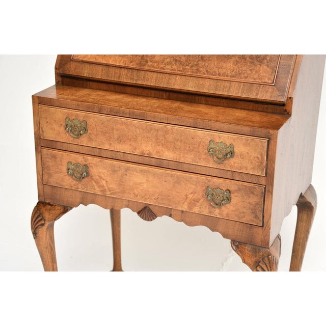 Vintage Writing Desk in Burr Walnut, 1920s For Sale - Image 10 of 11