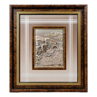 Italian 925 Silver-Plated Bronze Bas-Relief from Argenteria Darte Guerrini, 1990s For Sale