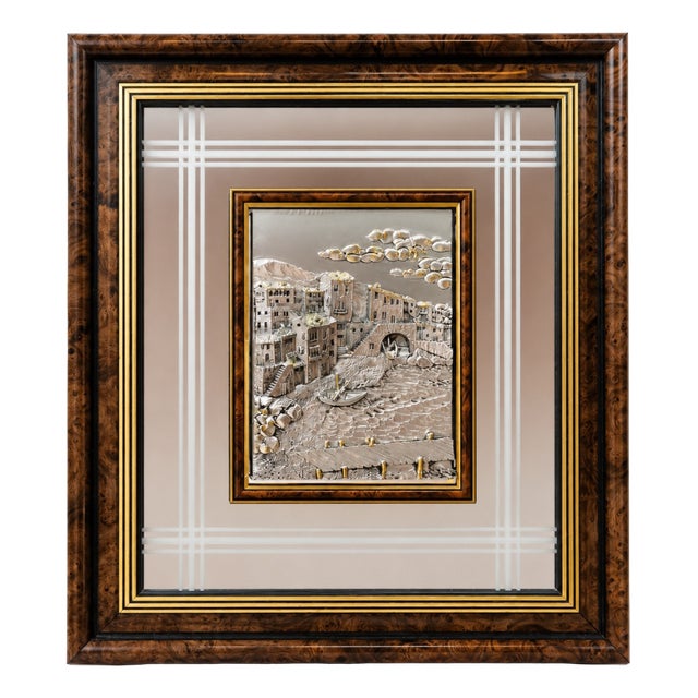 Italian 925 Silver-Plated Bronze Bas-Relief from Argenteria Darte Guerrini, 1990s For Sale
