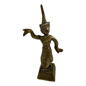 1960s Southeast Asian Brass Dancer Figurine | Thai / Cambodian Apsara Style- Female