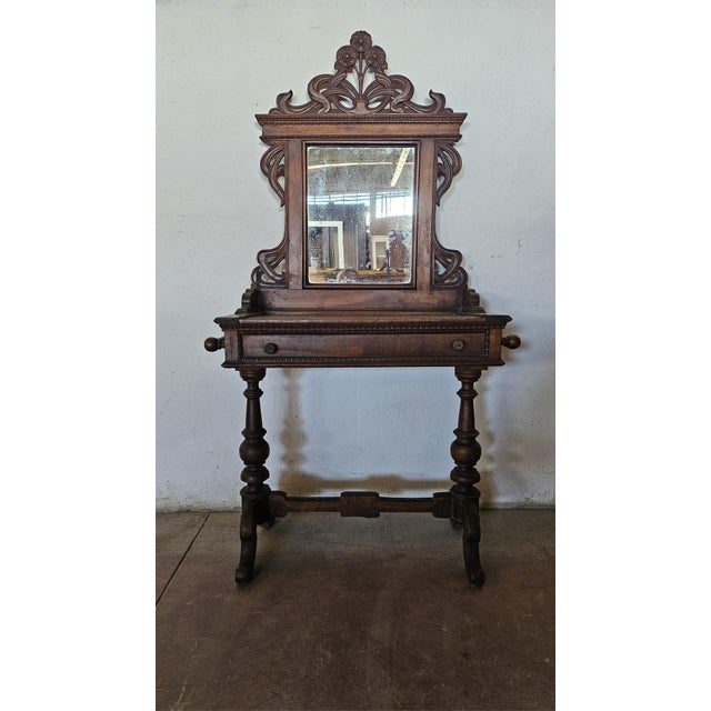 Italian Makeup Dressing Table in Walnut For Sale - Image 3 of 8