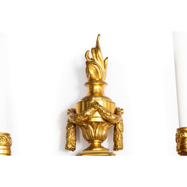 19th Century French Louis XVI Style Two-Light Wall Sconces Candelabra - a Pair For Sale - Image 4 of 14
