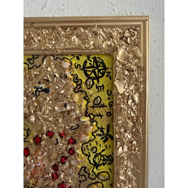 Serg Graff "The Pirate Gold Map Original Mixed Media Shell Painting Treasure Art For Sale - Image 9 of 11