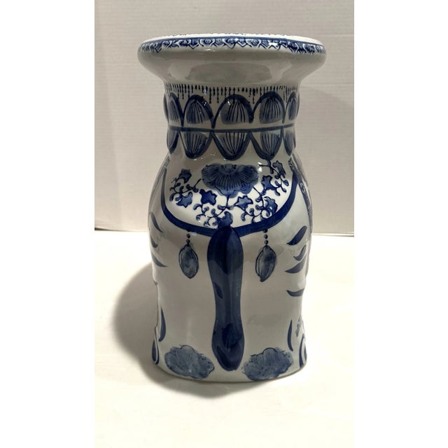 Chinoiserie Blue & White Chinoiserie Elephant Garden Seat 1980’s For Sale - Image 3 of 7