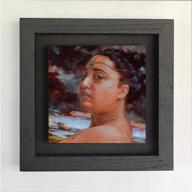 In "Queens Departure," a figure gazes directly at the viewer, exuding a sense of strength and introspection. The rich oil...