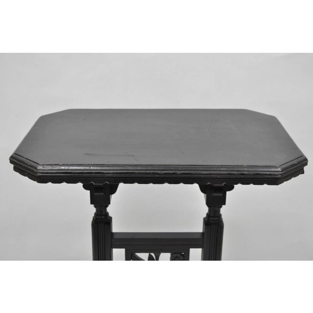 Antique Victorian Aesthetic Movement Black Ebonized 34" Plant Stand Side Table For Sale In Philadelphia - Image 6 of 18