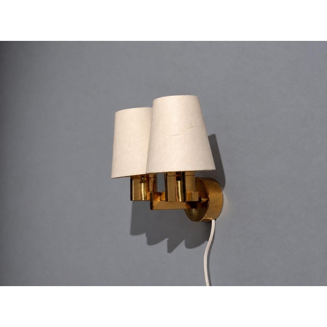1960s Hans-Agne Jakobsson, Double Arm Wall Sconce, Brass, Sweden, 1960s For Sale - Image 5 of 11