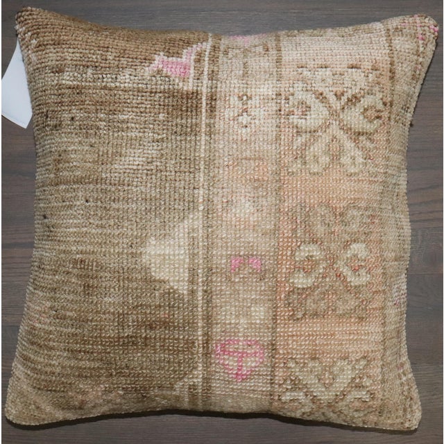 Rustic Vintage Zabihi Collection Turkish Oushak Large Rug Pillow - 1'7" x 1'8" For Sale - Image 3 of 10