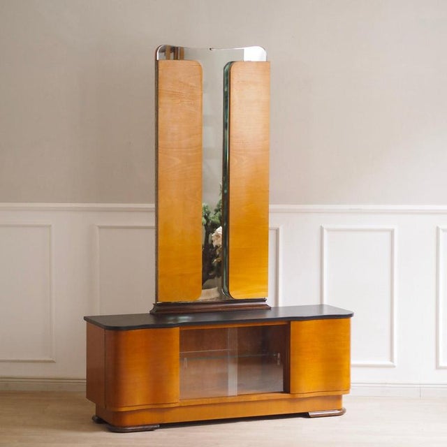 Mid-Century Modern Art Deco Dressing Table with Mirror, 1940s For Sale - Image 3 of 18
