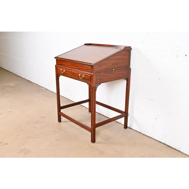 Henkel Moore Chippendale Carved Mahogany Slant Front Architect's Desk For Sale - Image 12 of 12