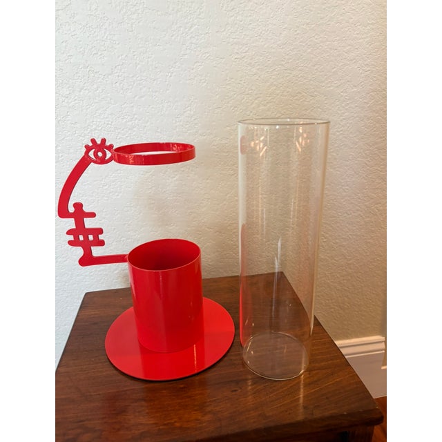 Andrea Branzi Andrea Branzi for Design Memorabilia (Dm) Red Metal & Glass Figurative Object, Early 2000s For Sale - Image 4 of 7