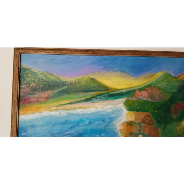 1970s Coastal Mountain Landscape Oil Painting by Luci Rosenberg, Framed For Sale In Miami - Image 6 of 11