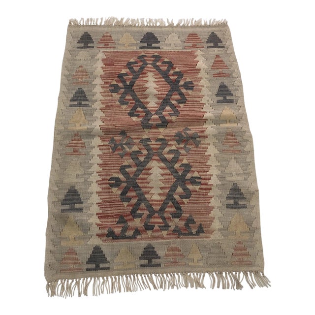 1960s Turkish Handmade Tribal Floor Kilim For Sale