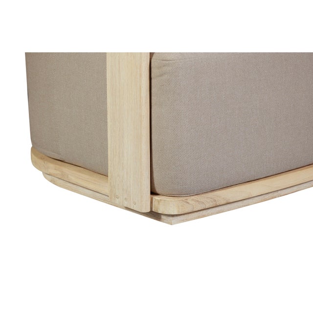 Eclipse Outdoor Solid Teak Wood Chair - Light Brown Fabric For Sale In Chicago - Image 6 of 12