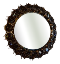 Large Circular Mirror in Gilded Brass by Christophe Palma for Palwa, 1960s
