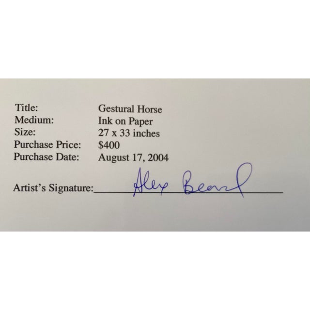 2000 - 2009 Original Ink on Paper Art by Alex Beard, “Gestural Horse”, With Coa For Sale - Image 5 of 8